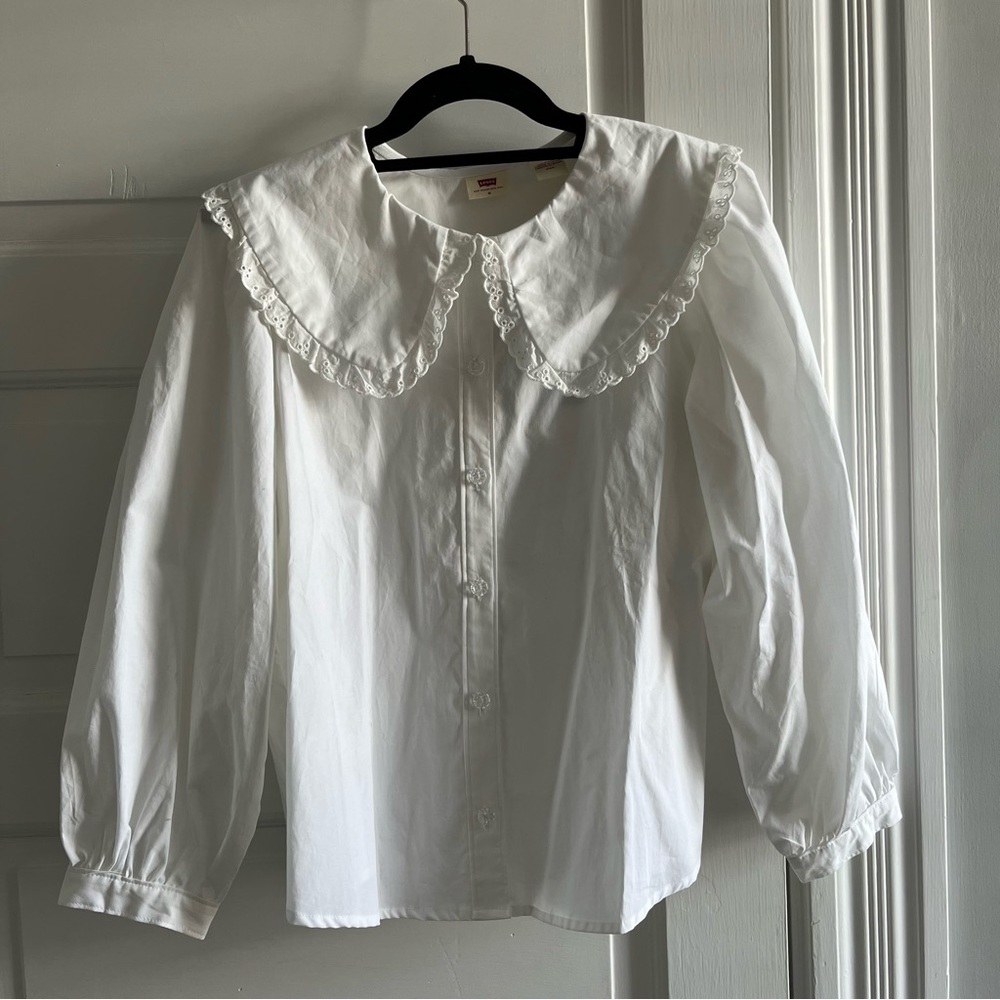 Levi’s Olympia Ruffle Button Down Blouse White
